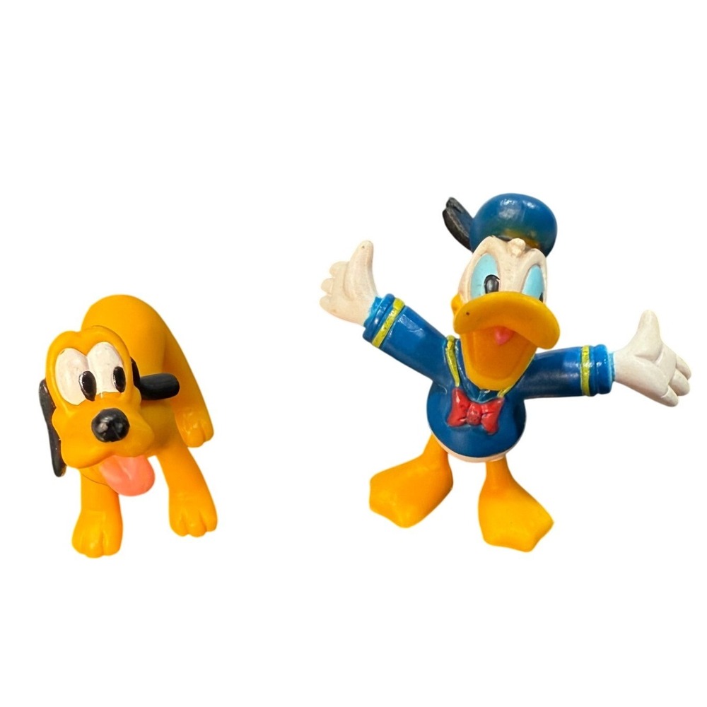 Vintage Disney Donald Duck & Pluto Mini Figures PVC Cake Topper Toy Lot 2pc